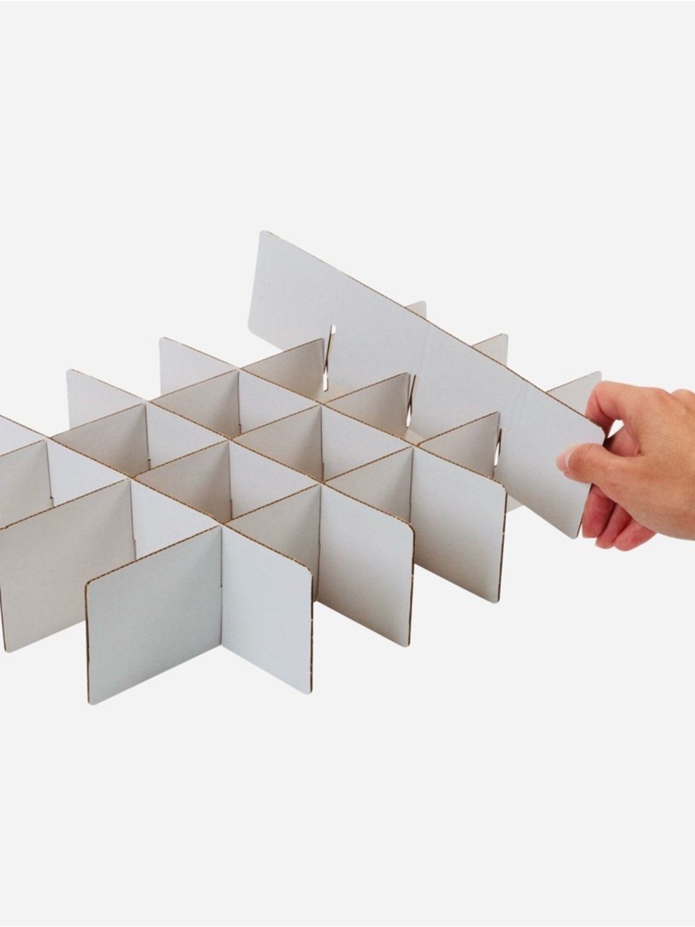 CONTAINER STORE 50 Slot Modular White Cardboard Grid Organizer #B